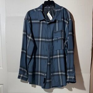 Men's Blue Plaid Casual Button Down Shirt